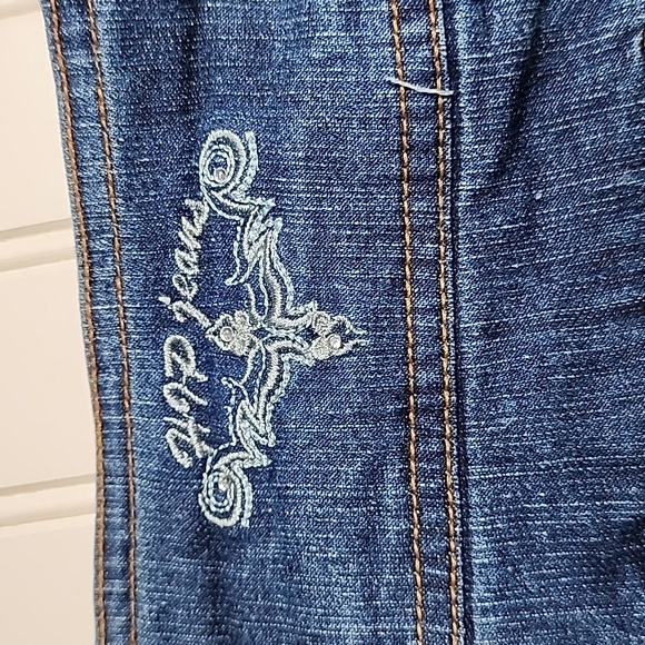 Y2k Hip Jeans Rhinestone Pocket Blue Jean jorts Juniors Size 15 - Picture 3 of 7